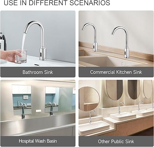 Miniatura 2 de Grifo automático para fregadero de baño sin contacto, sensor de movimiento, grifo manos libres para cocina comercial con placa de cubierta de