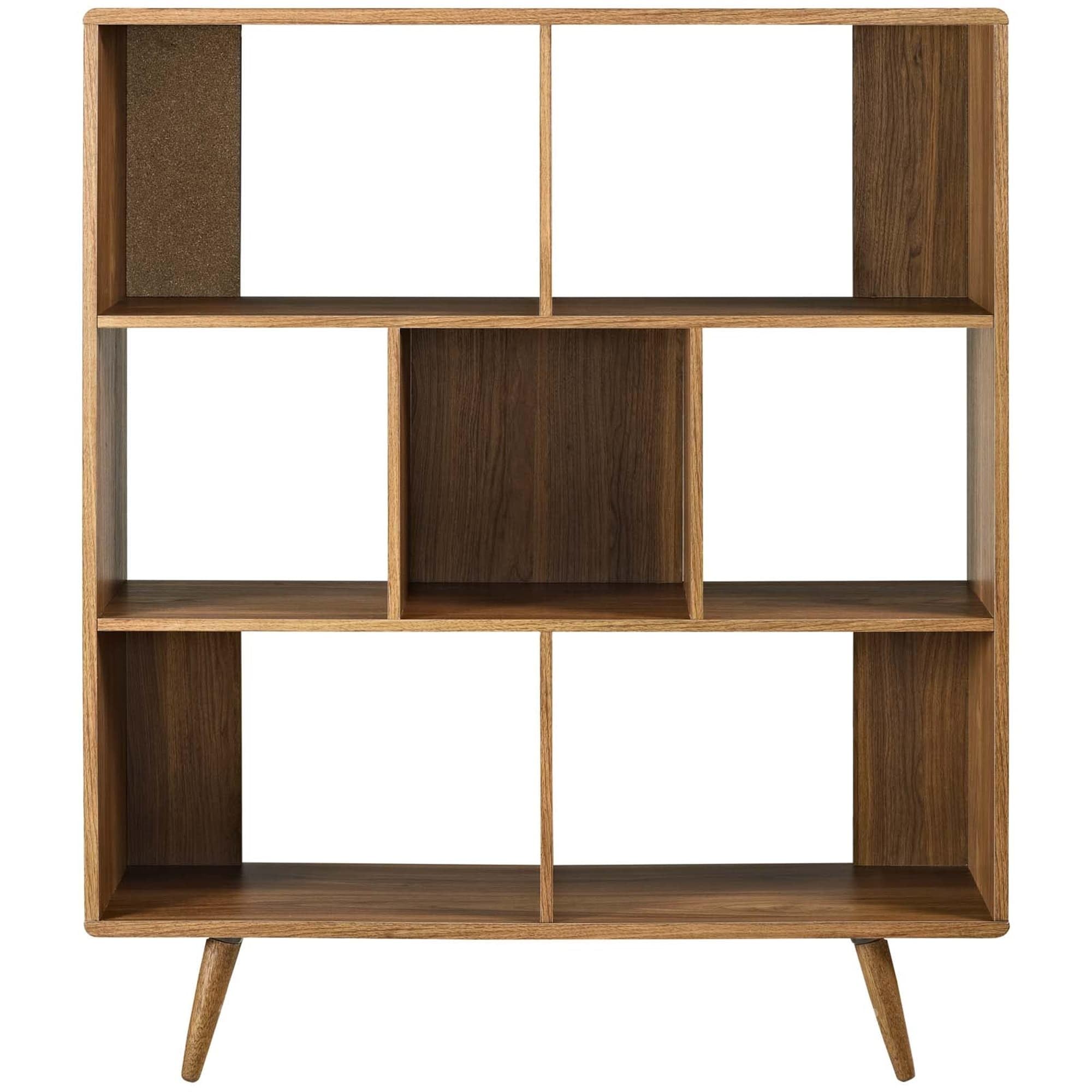 Amazon.com: Mid-Century Modern Walnut Wooden 7 Shelf Bookcase
