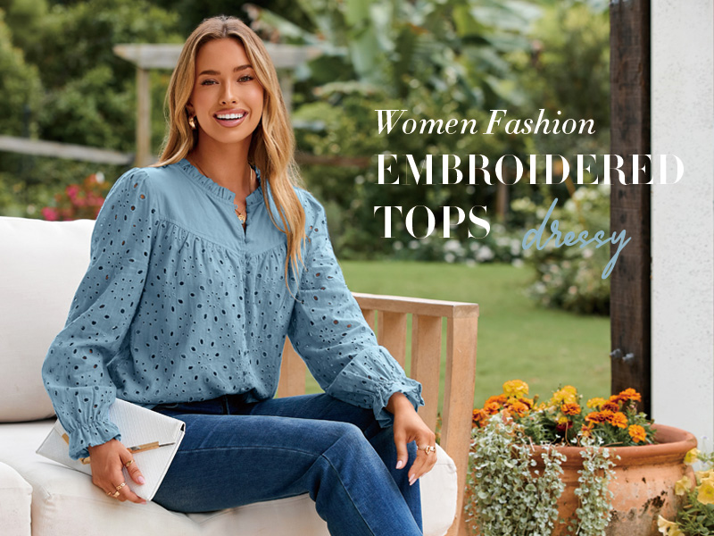 Amazon.com: Simplee Womens Casual Tops Blouse 2025 Eyelet