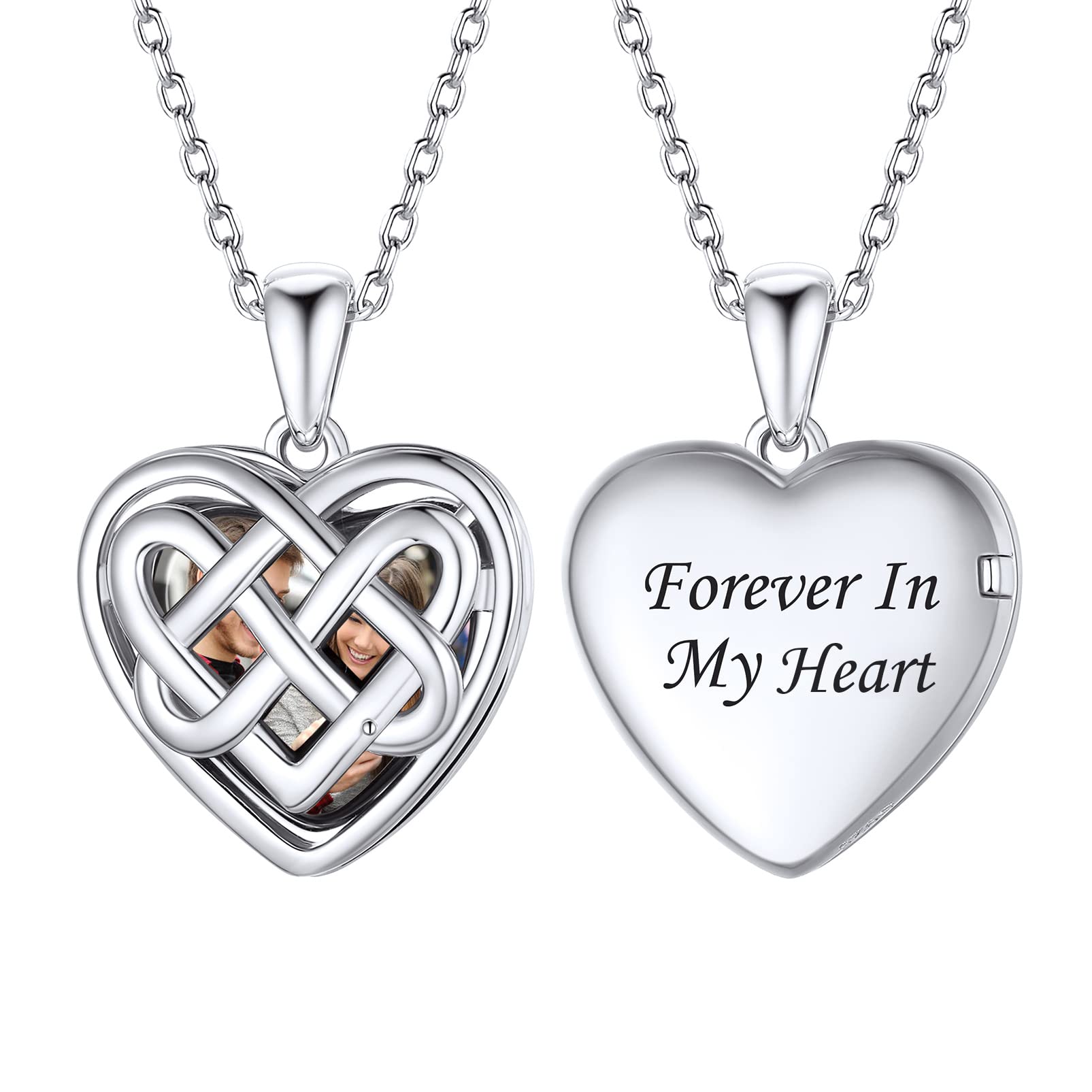 Silvora Collar Locket Corazón Mujer Plata de Primera Ley con Foto Personalizada Colgante Relicario Romántico de Amor Joyería Preciosa con Recuerdos Inolvidables