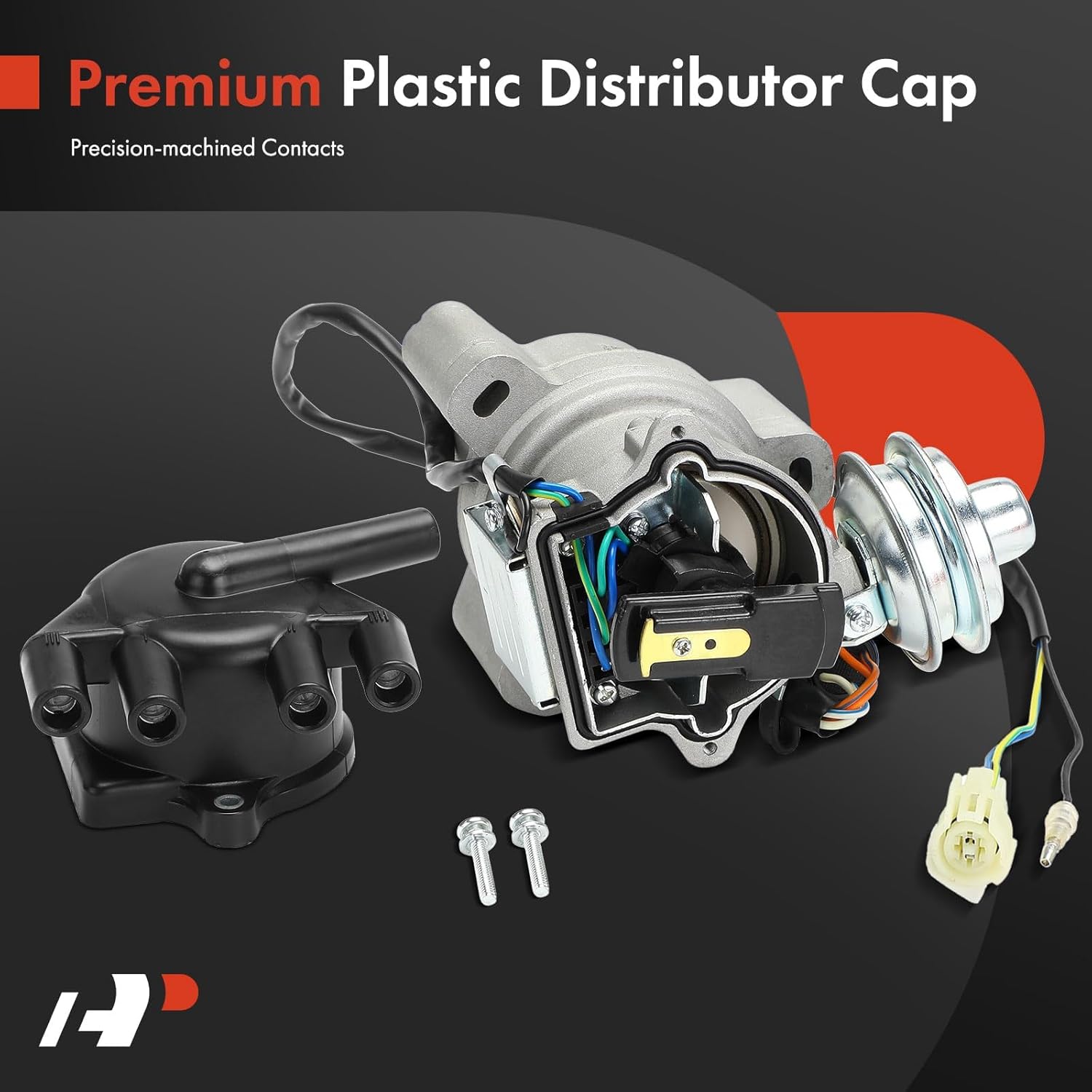 A-Premium Ignition Distributor with Cap and Rotor Compatible with Honda Accord 1987-1989, Prelude 1985-1987, 2.0L