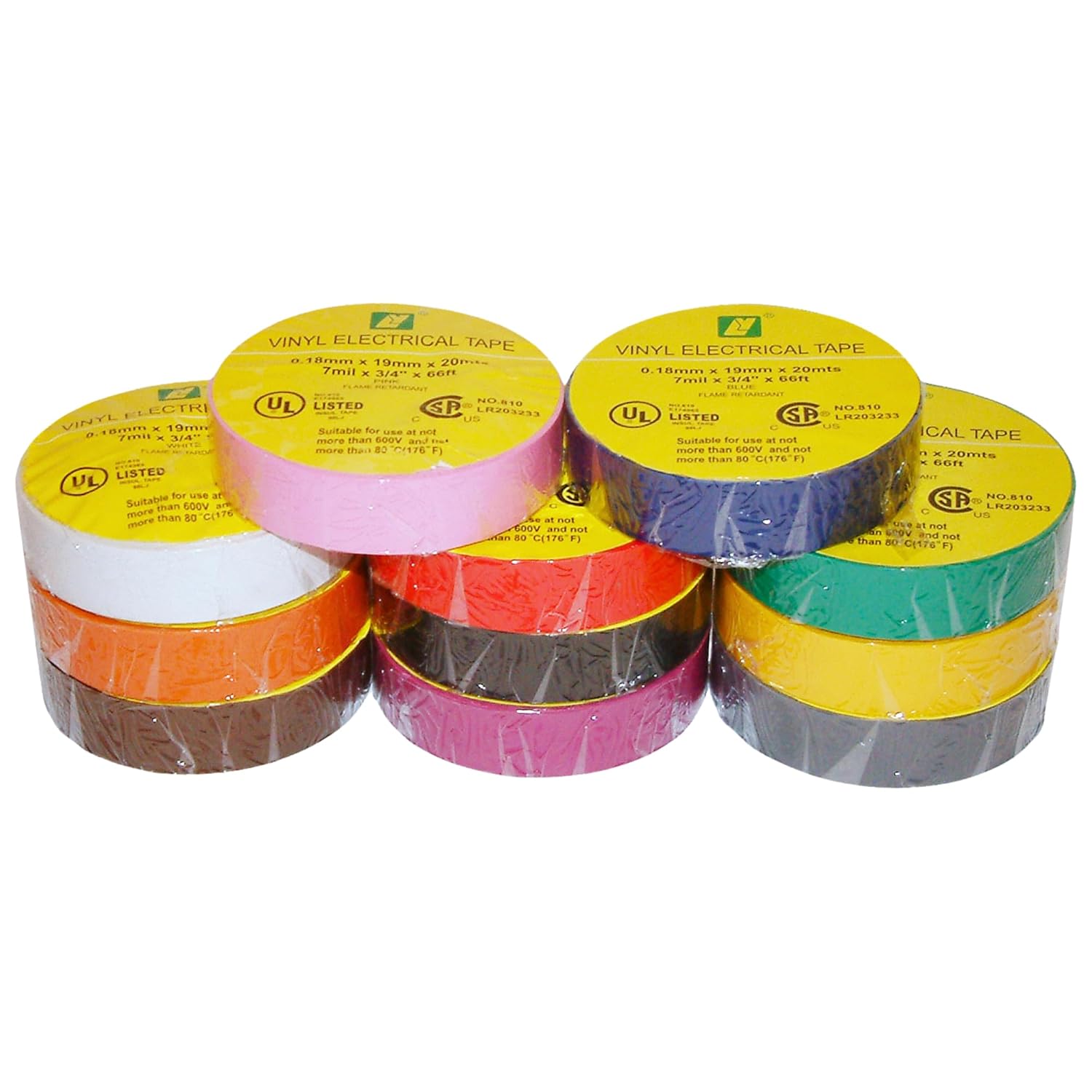 J.V. Converting JVCC Colored Electrical Tape 7 mils Thick, (E-Tape), 2 in. (48mm Actual) x 66 ft. (Grey)