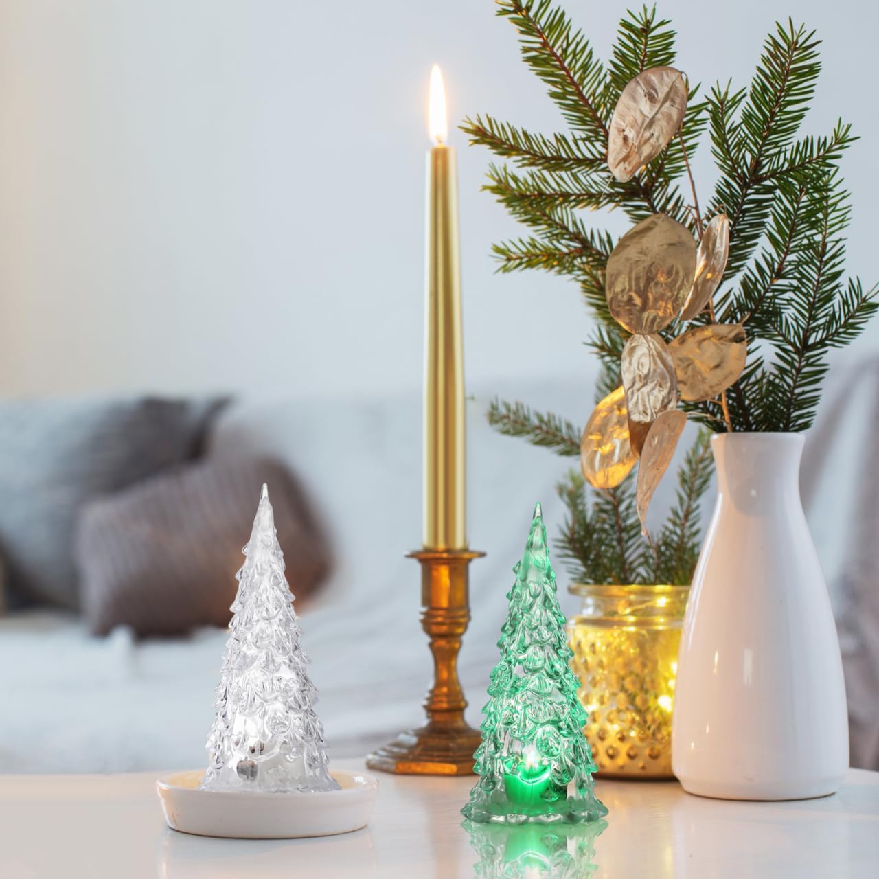 Toddmomy 5pcs Tabletop Lighted Christmas Tree, LED Acrylic Night Light Christmas Tree Light Ornament for Holiday Christmas Table Centerpieces Decoration