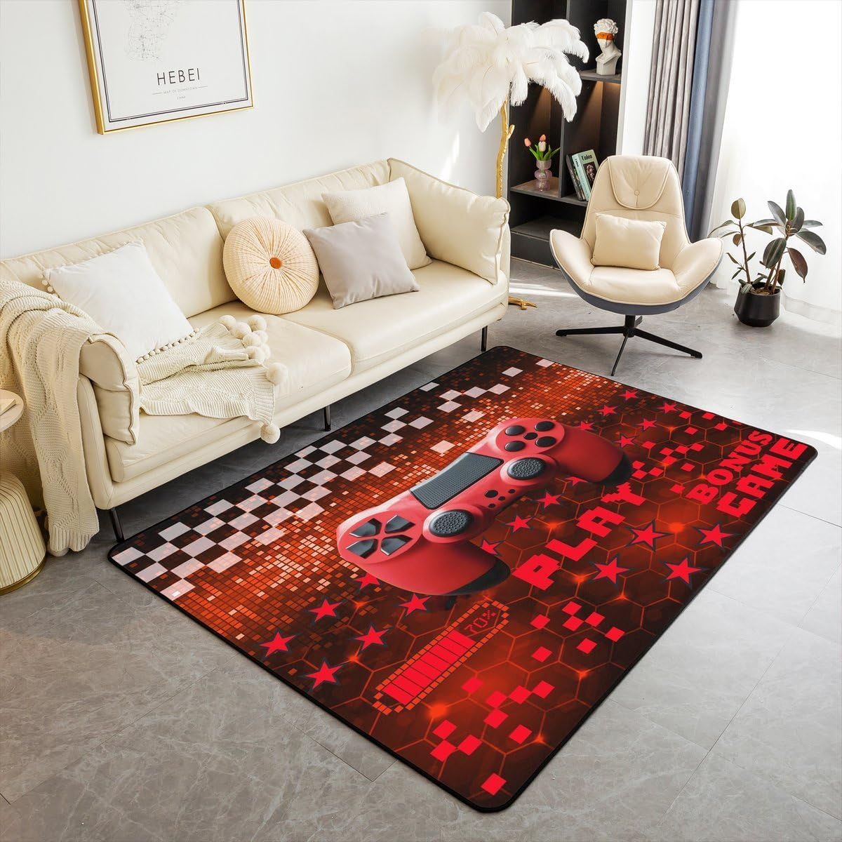 jejeloiu Skateboard Area Rug 3x5 Extreme Sports Theme Rugs for Living Room Bedroom Fire Hippie Skate Board Yellow Black Decorative Rug