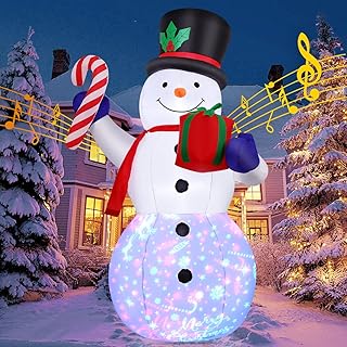 GOOSH 8 FT Christmas Inflatables Snowman and Gift Box wit...