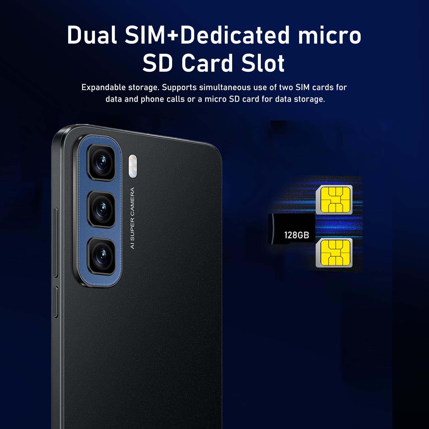 J24Ultra Telefoni Cellulari, 5.0'' Dual SIM Doppia Fotocamera, 16GB ROM Espansione 128GB, Android 9.0, Face ID/WiFi/GPS 3G Cellulare (Blu)