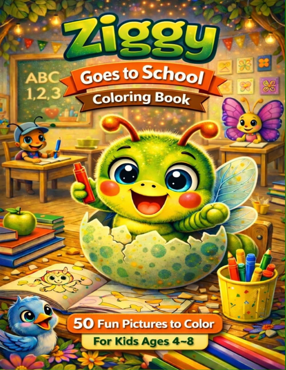 Ziggy Goes to School Coloring Book: Fun and Easy Coloring Pages for Kids Ages 4–8 | ABC, Numbers & Classroom Adventures
