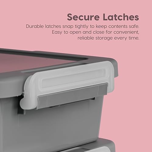 Miniatura 5 de IRIS USA - Contenedores de plástico para almacenamiento de 6 cuartos de galón con tapas, paquete de 2, organizador pequeño de suministros de arte y