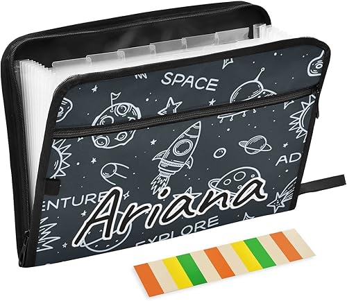Custom Space Rockets Expanding File Folders 13 Pockets Accordion File Folder with Labels Personalized Document File Folder Customized Tax for Home