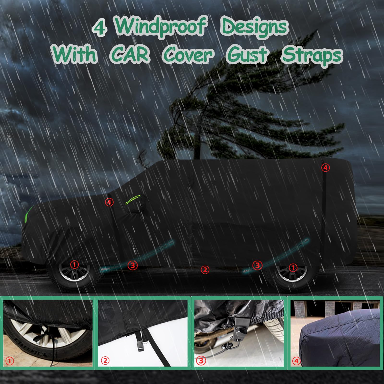 BETERNY Car Cover for 2021-2025 Bronco 4 Door 6 Layers Waterproof Sun Rain UV Dust Snow Protection Outdoor — view 4