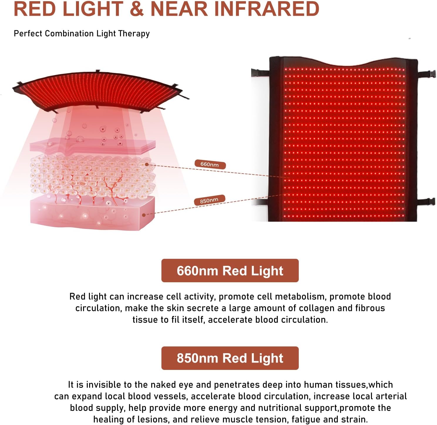 2026 Upgraded Dual Wavelength LED Beads 660nm&850nm Red Light Therapy Blanket Full Body, Used to Face and Body Pain Relief Skin Health Personal Care, 75" x 35'' (Black)