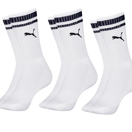 Kit 3 Pares Meia Cano Alto Puma Longo Esportiva Sola Atoalhada Algodão Masculino