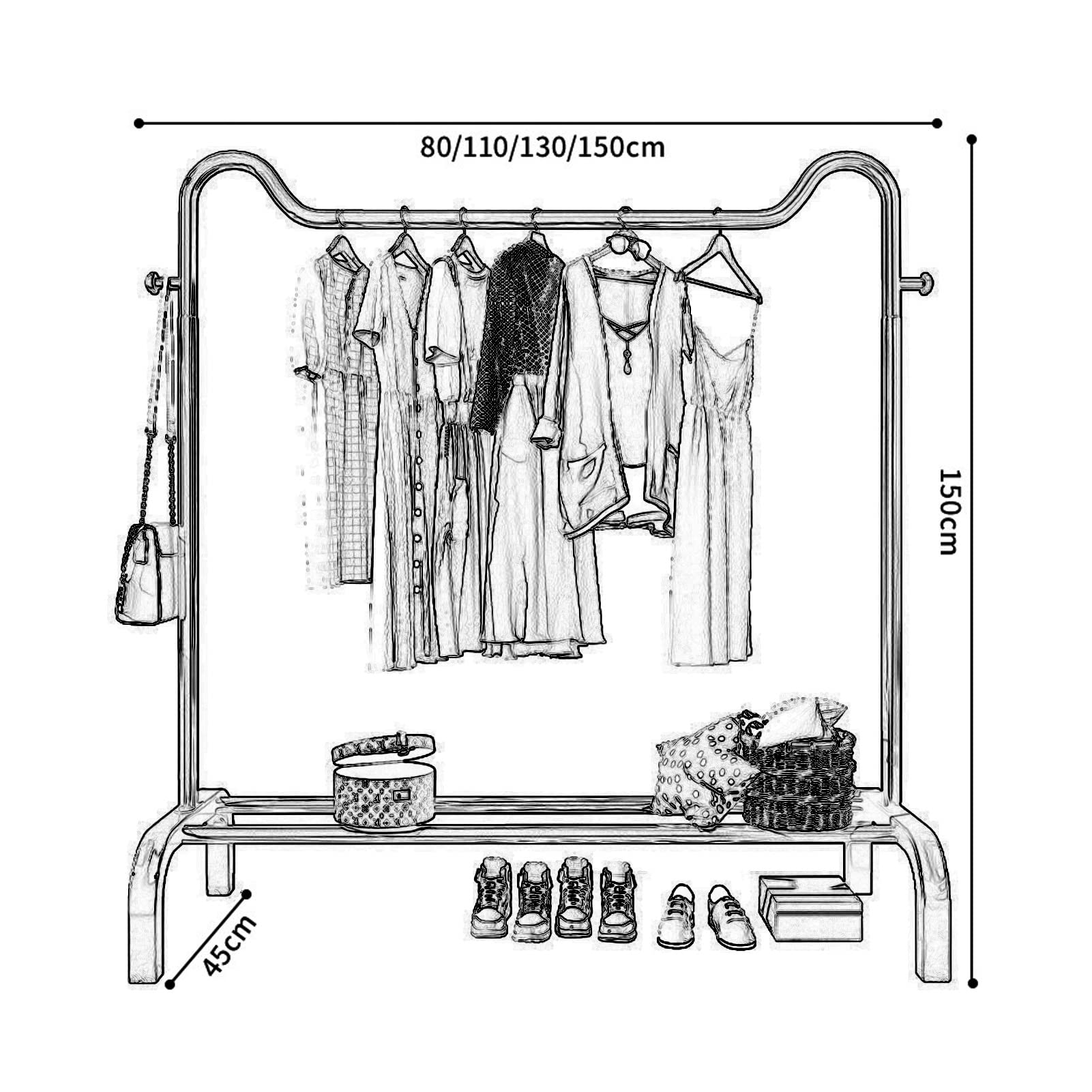 Heavy Du - Appendiabiti autoportante con ripiano Sto – Appendiabiti in metallo Hanr per ingresso e camera da letto Slish bianco 130 cm appendiabiti appendiabiti per nizing