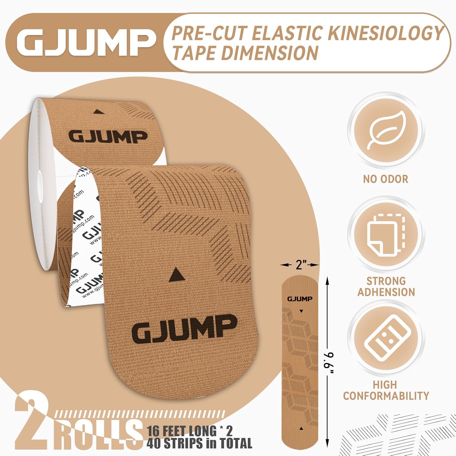 Kinesiology Tape, 40 Count Precut Strips 2 Rolls, Original Cotton Elastic Athletic Tape for Muscle Strain Relief & Joint Support, Waterproof & Breathable Sports Tape for Support... 7 Kinesiology Tape, 40 Count Precut Strips 2 Rolls, Original Cotton Elastic Athletic Tape for Muscle Strain Relief & Joint Support, Waterproof & Breathable Sports Tape for Support... - Image 5