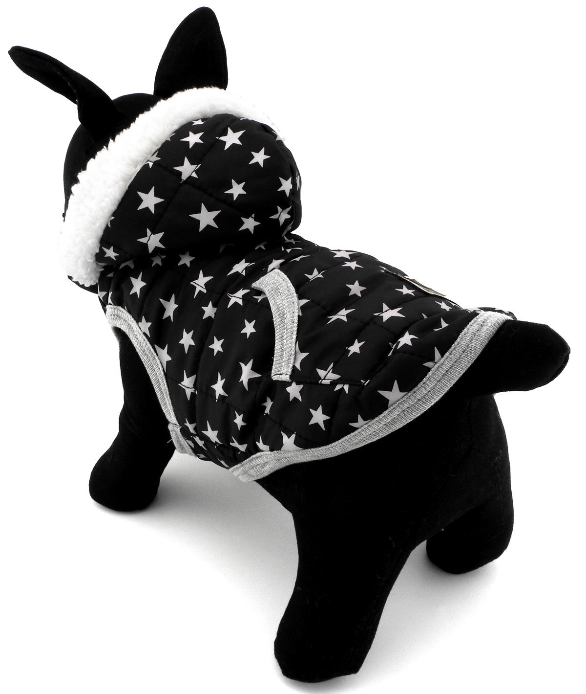 PEGASUS SELMAI Windproof Puppy Coat Hooded Jacket Fleece Lined Polka Dot/Star Printed Boys and Girls for Small Pet Dog Cat Doggy Winter Vest Hoodie Warm Coat Chihuahua Clothing Star M