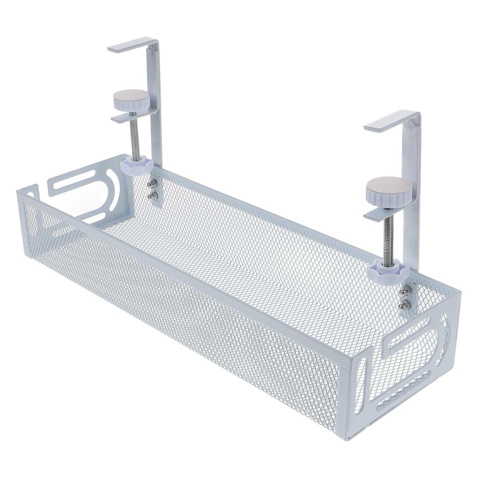 Kabelorganizer Metall Groß Weiß Kabelmanagement Ablage unter Schreibtisch Kabelhalter für Steckdosen Ladekabel Platzsparend Kippsicher Einfache Montage