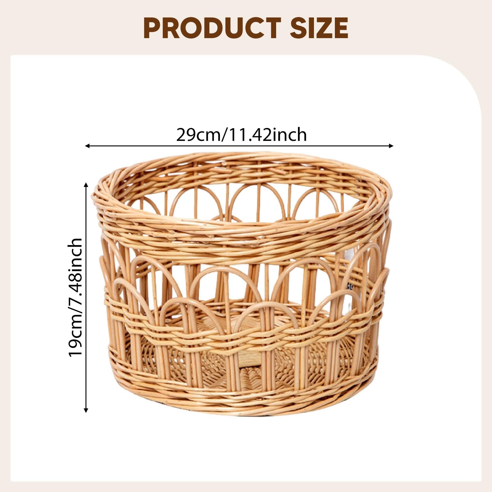 Cesta de Almacenamiento Tejida de Madera Organizador Cesta para Libros Maquillaje Contenedor Abierto Resistente Adecuada para Baño Hogar Oficina, Grande