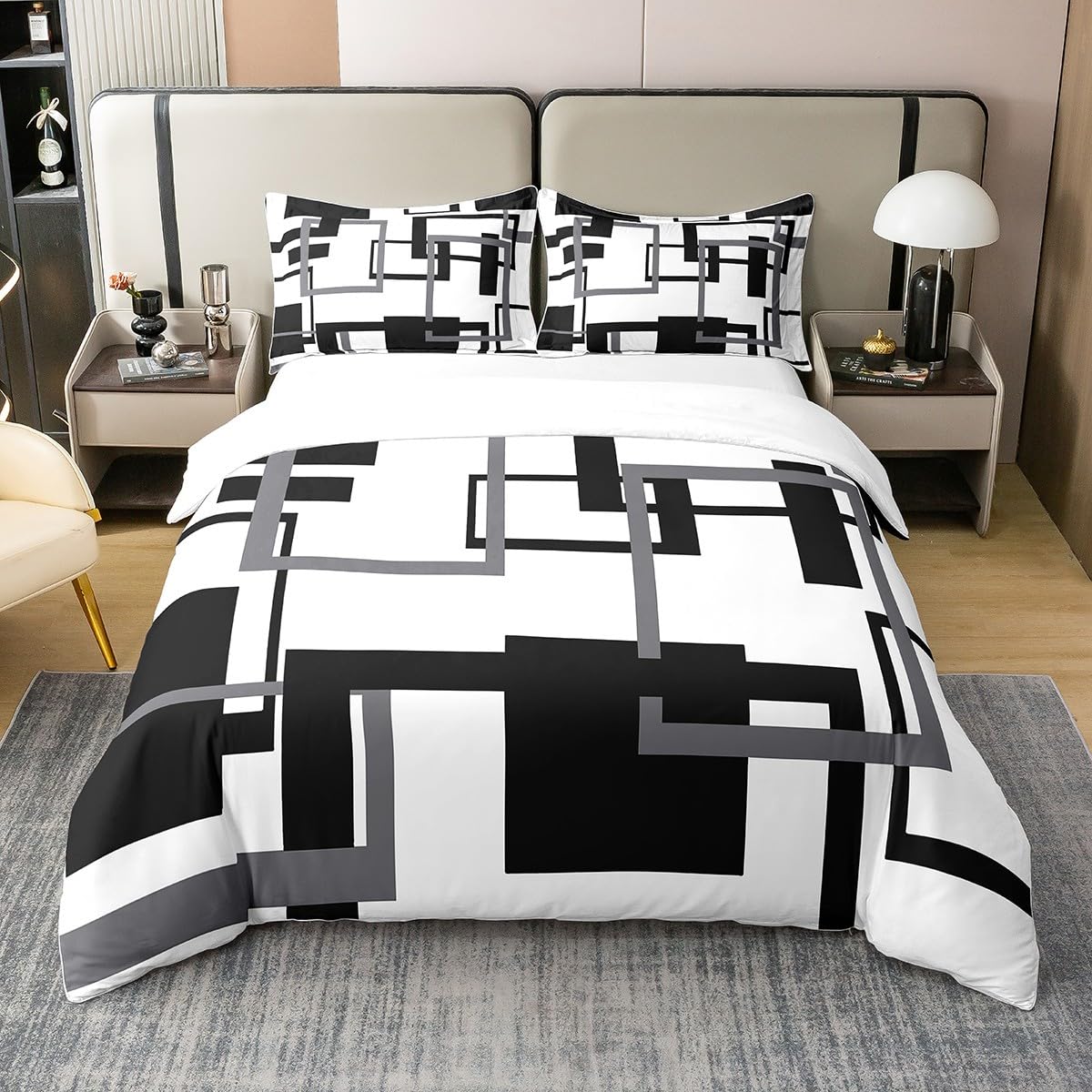 Housse Couette Carreaux Buffalo Art 200x200 en coton pour lit deux places junior