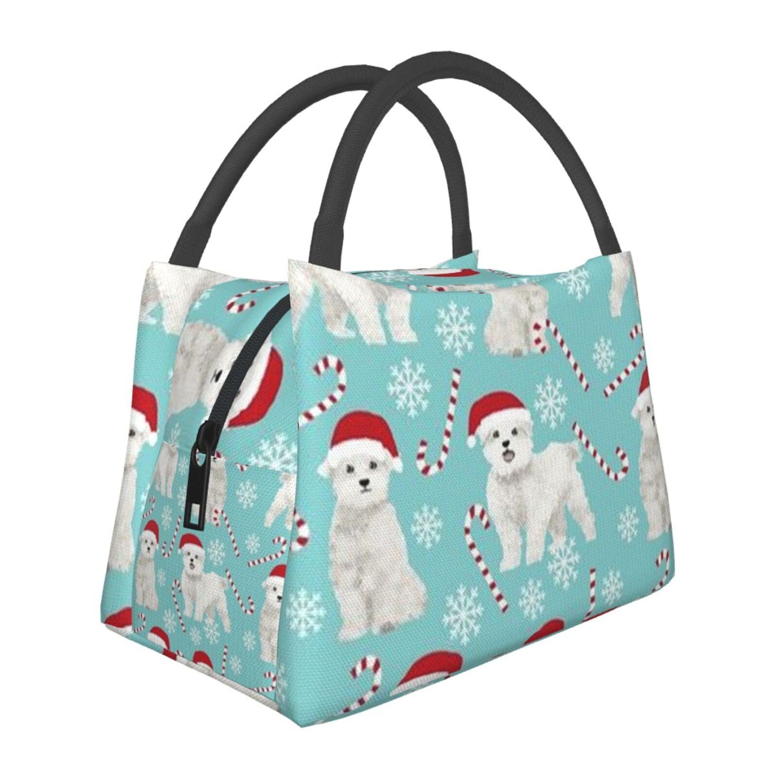 Amazon｜マルチーズ犬のクリスマス休暇 保冷 がま口 ランチバッグ