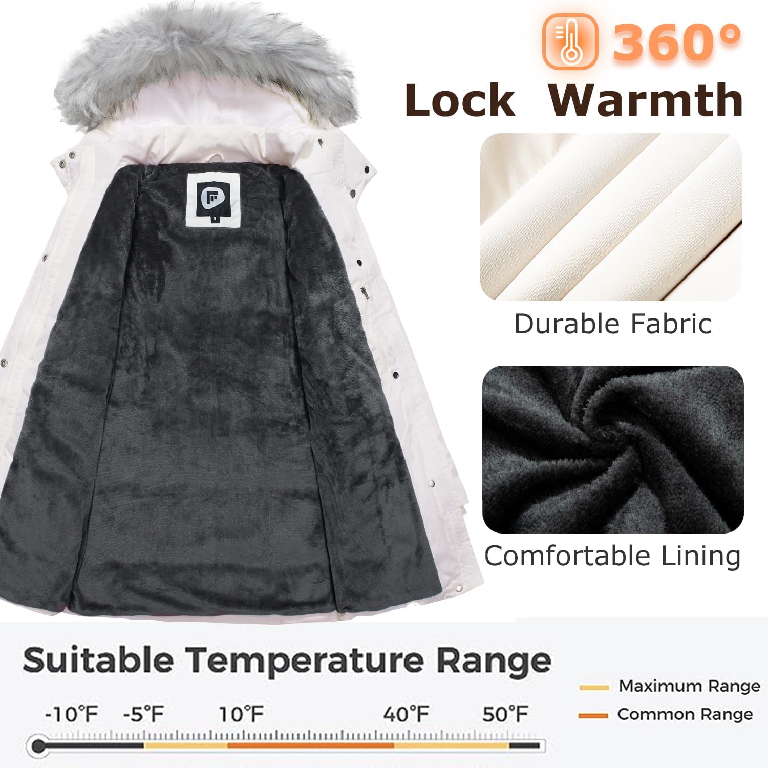 Women's Winter Hooded Coat Waterproof Down Long Jacket Warm Parka Thicken Puffer Coat with Removable Fur Hood - Image 4