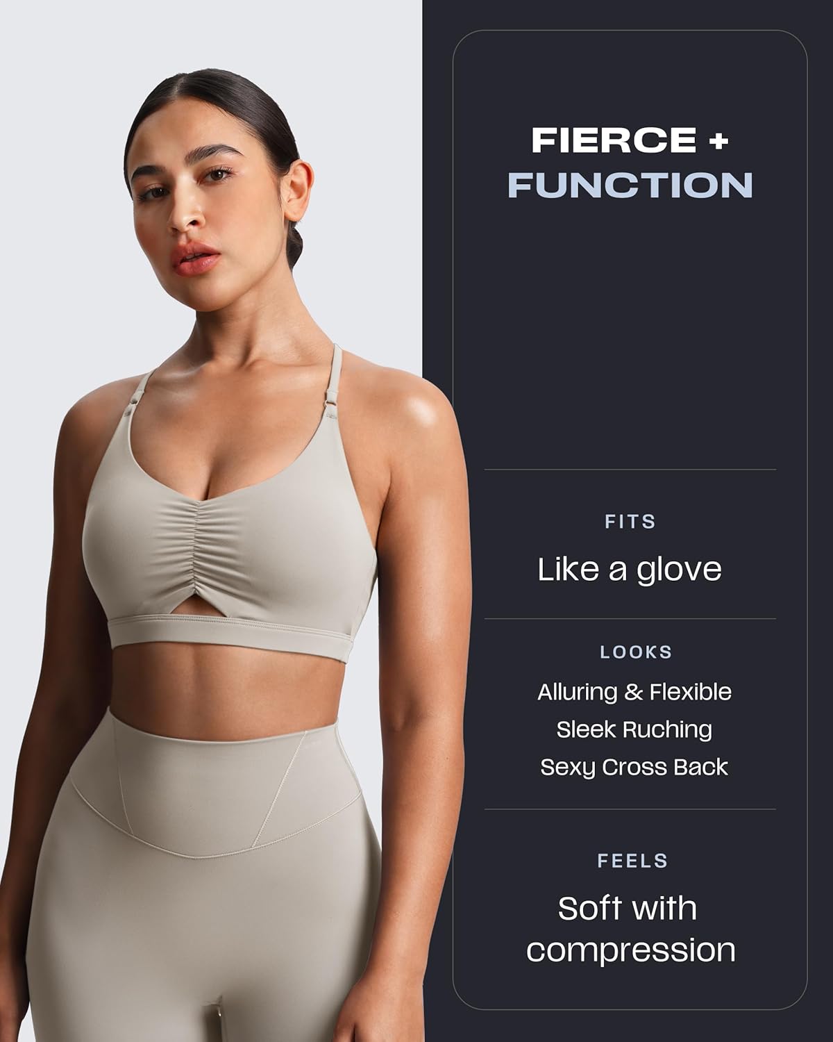 Aoxjox Women's Workout Sports Bras Cross Back Fitness Athletic Velura Ruched Bra PlushFlex™ Yoga Crop Tank - Image 3