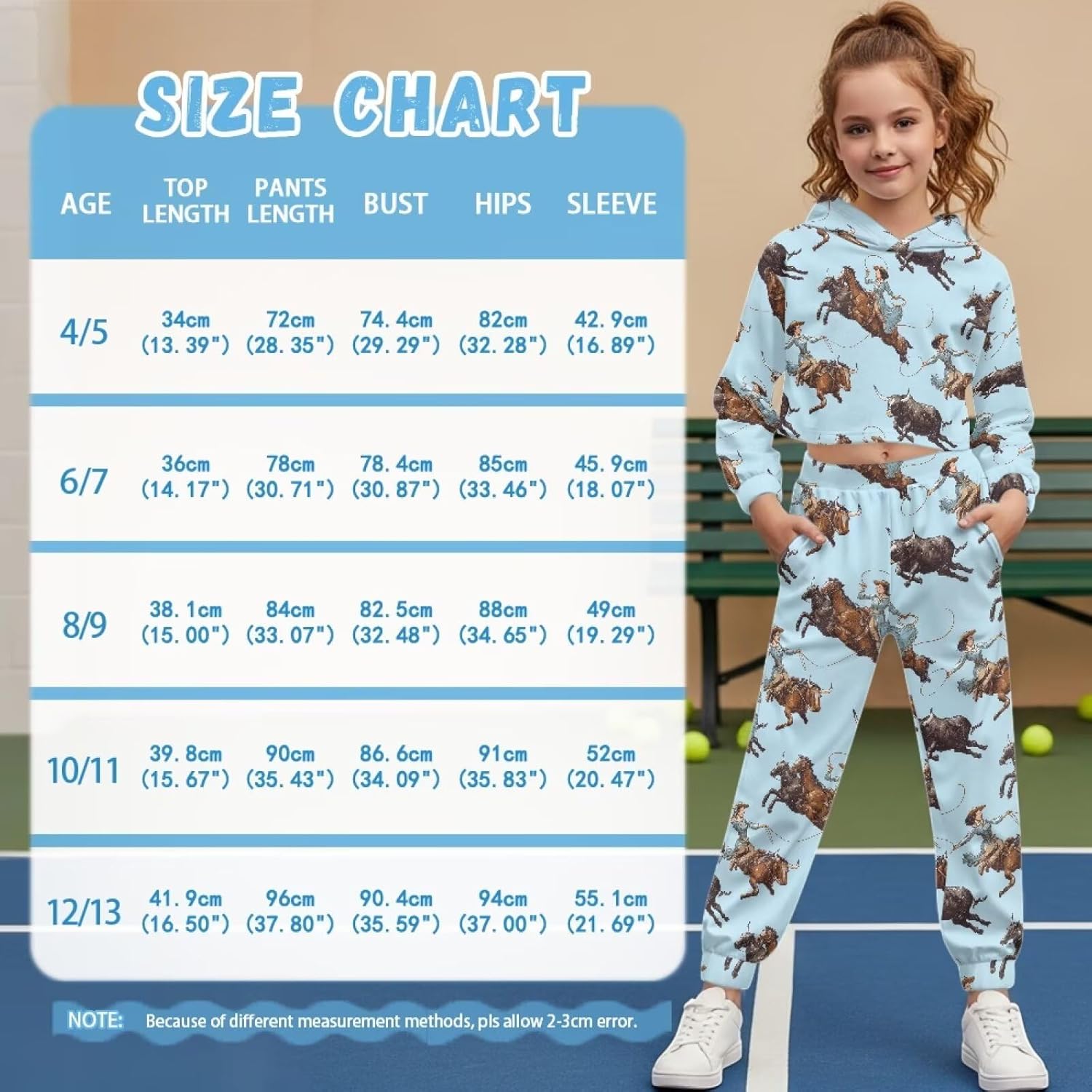 Girls 2 Piece Outfits Fashion Tracksuit Full Length Hoodie Jogger Sets with Pockets