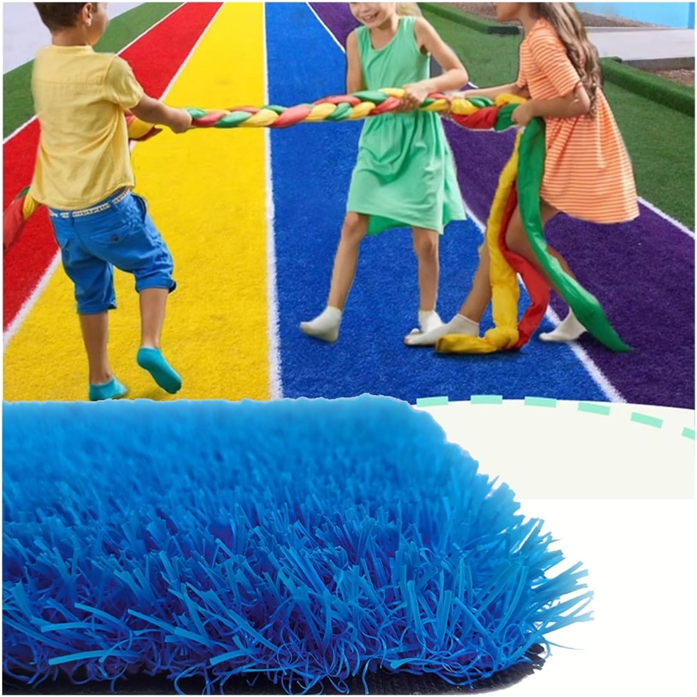 Gazon artificiel bleu avec trous de drainage tapis 3 cm