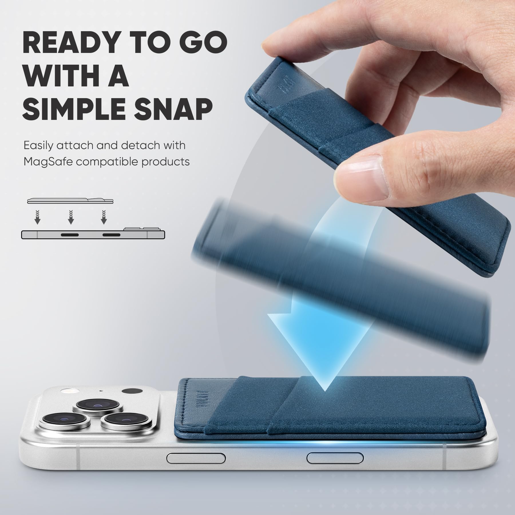 VULKIT Portafoglio Magsafe compatibile con Serie iPhone 15/14/13/12, porta carte RFID in lycra elastica con magnete MagSafe