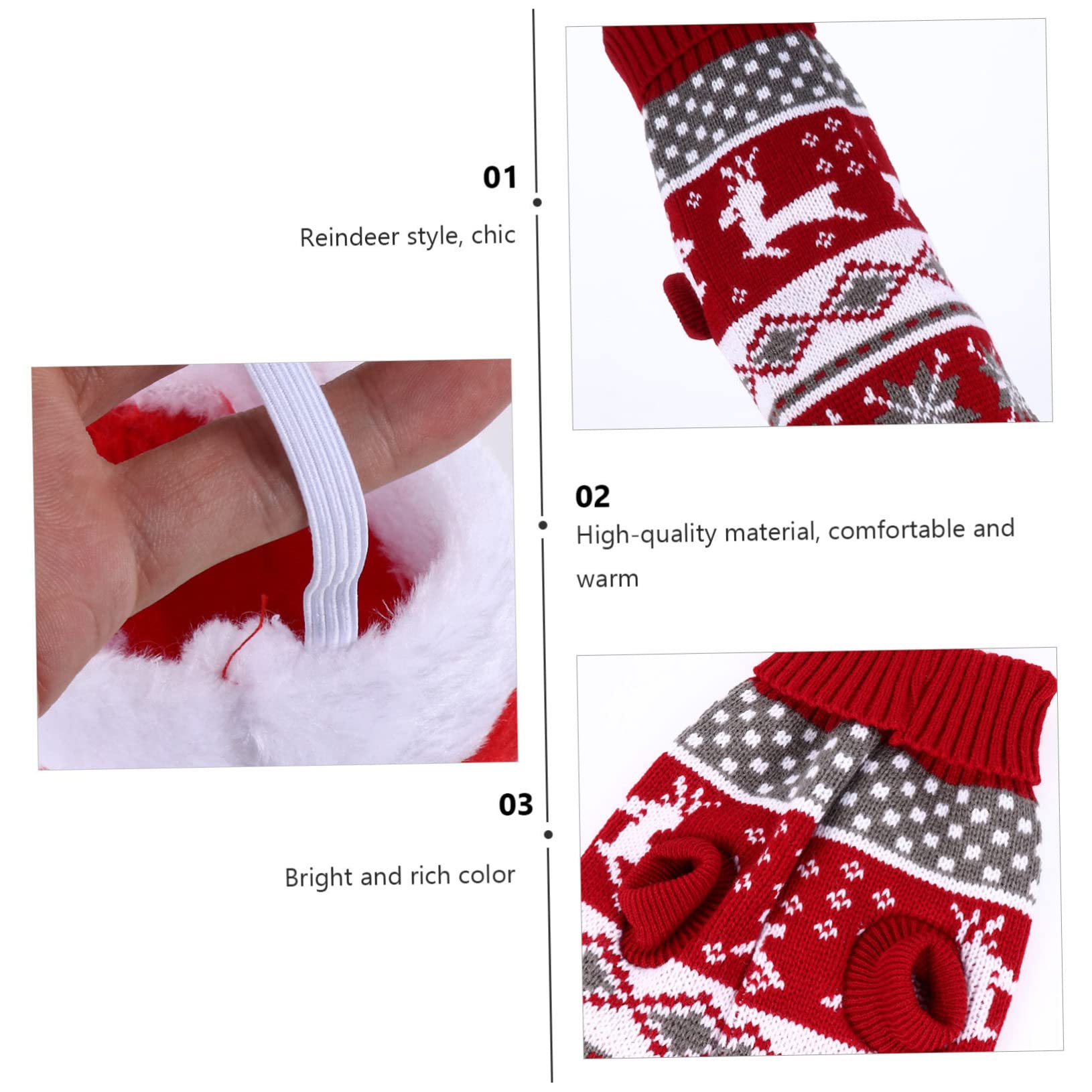 HMJGDHX 2 Pezzi di Renne per Animali Domestici Maglione e Cappello Natalizi per Cani Caldi per Cuccioli per Abiti Natalizi per Animali Domestici e Occasioni Invernali