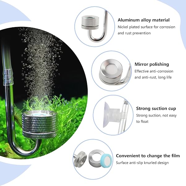 Sunyunze Diffuseur CO2 Aquarium Diffuseur de Dioxyde de Carbone avec Ventouses et U-Pipe pour Tous Les Types D'aquariums - 4