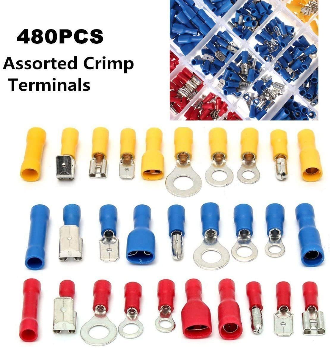 480PCS Electrical Wire Connectors, Wire Crimp Connector Automotive