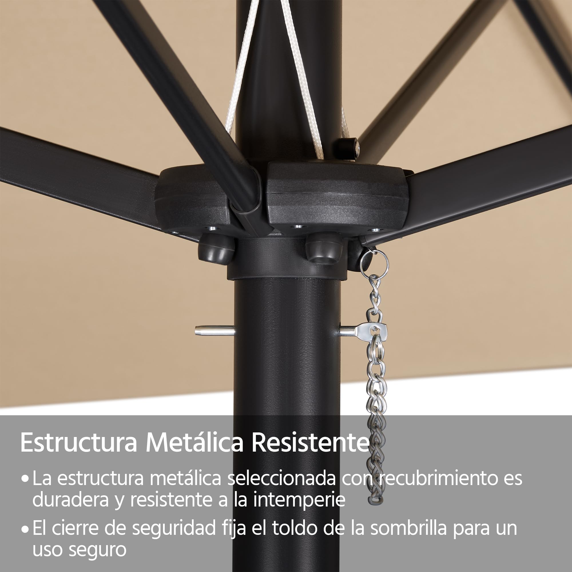 Yaheetech Sombrilla de Jardín con Base 12 Varillas Extragrande 447x265cm | Dodecagonal Grande,Protección UV,Mástil de 4,8 cm, Incluye Base y Bolsas de Arena,Ideal para Terraza/Patio/Piscina/Fiestas