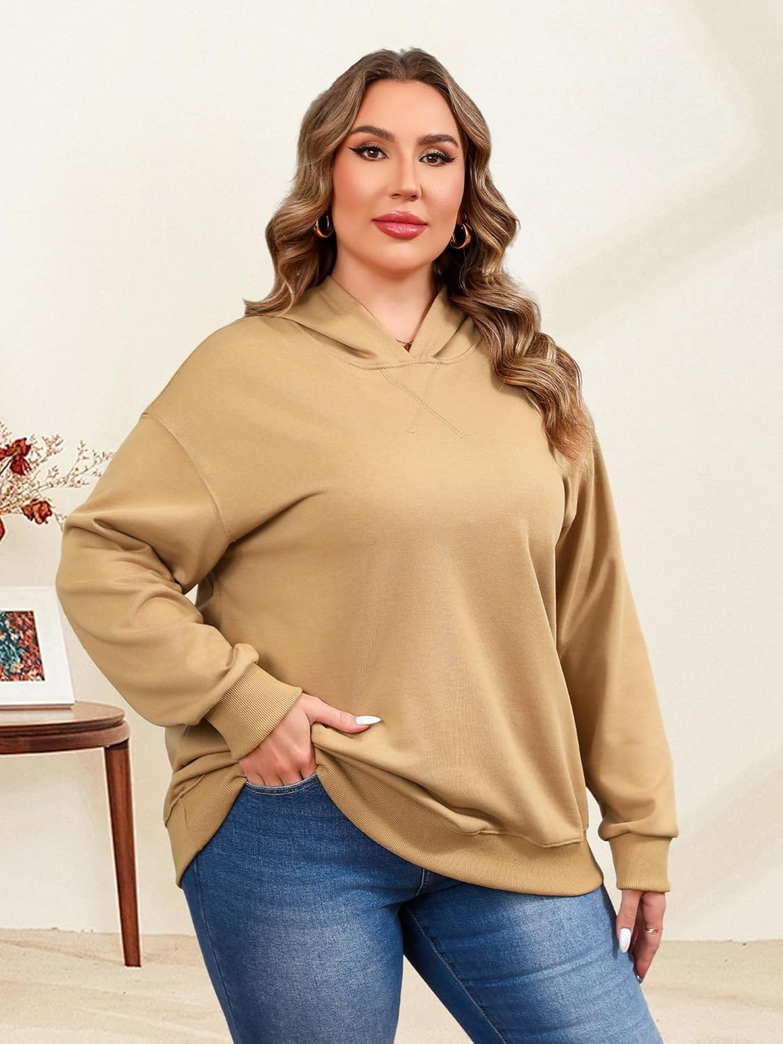 TAKEYAL Plus Size Sweatshirts for Women Pockets Half Zip Pullover Long Sleeve Oversized Drop Shoulder Y2K Clothes - Image 4