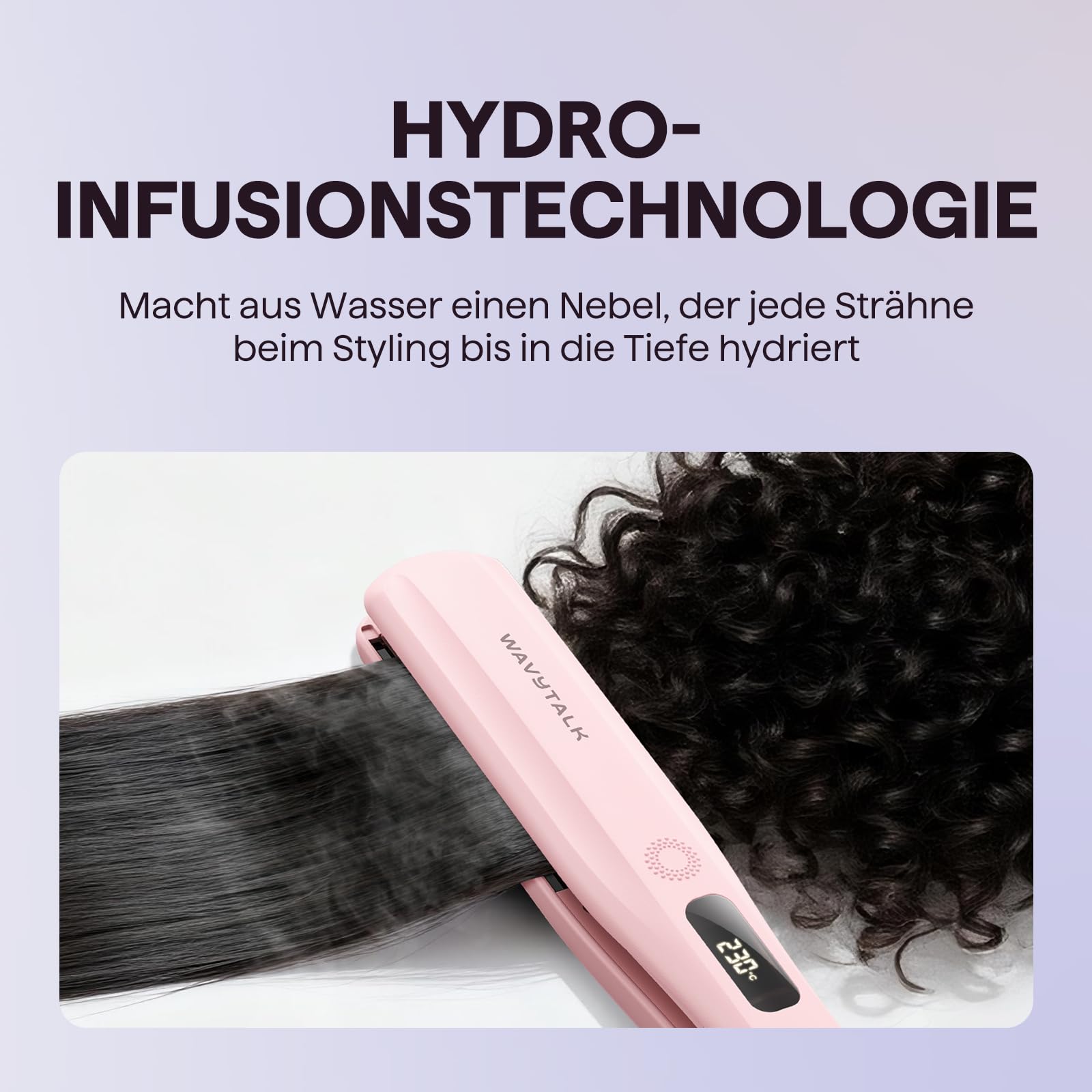 Wavytalk Dampf-Glätteisen Haarglätter für Schnell einen Seidig Glattes Haar | Steam Sesh Glätteisen mit abnehmbarem Kamm, weniger Hitzeschäden und schnelle Ergebnisse für alle Haartypen, Pink