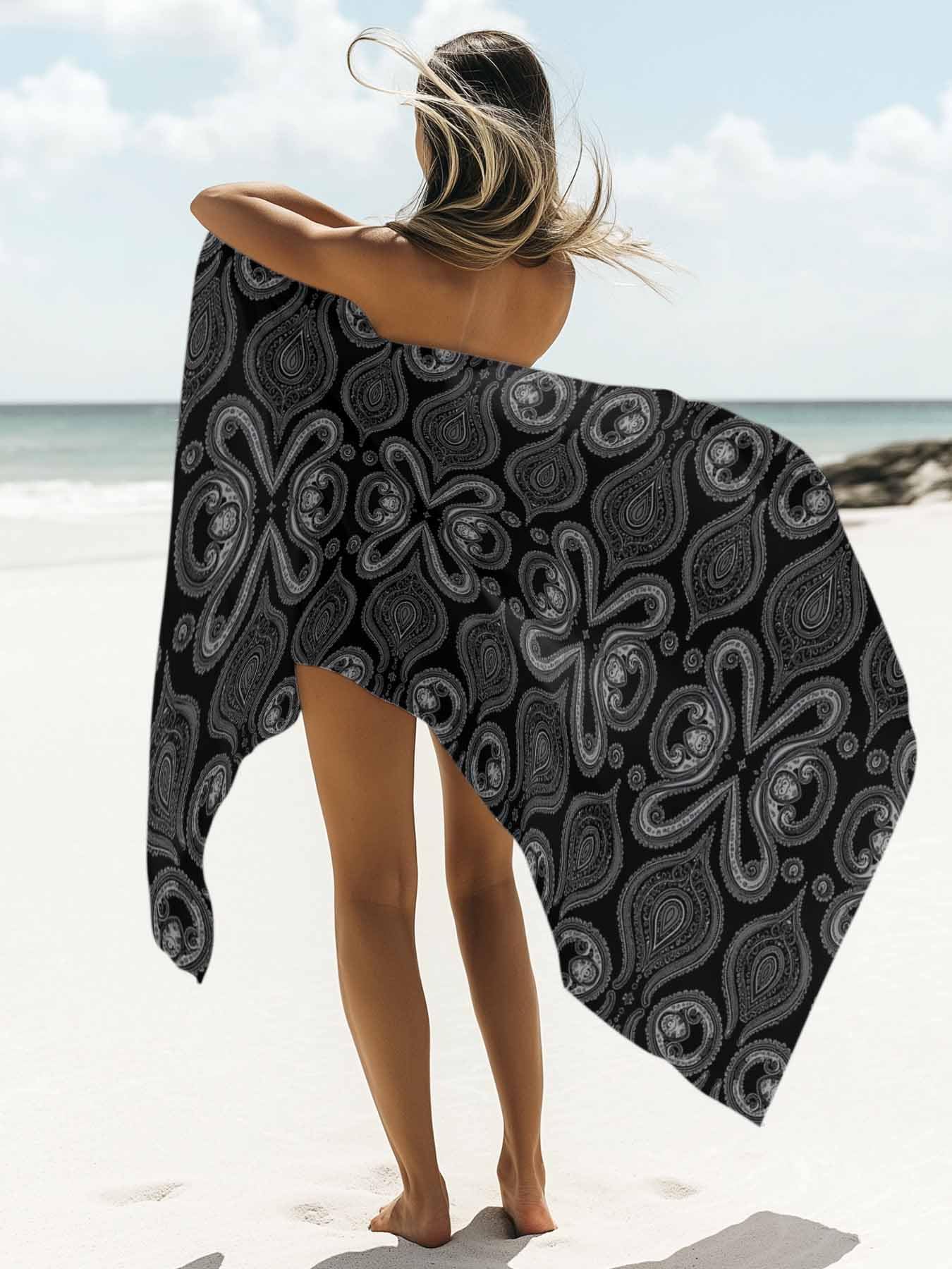 Amazon.com: Vintage Black Paisley Flower Beach Towel Towels for