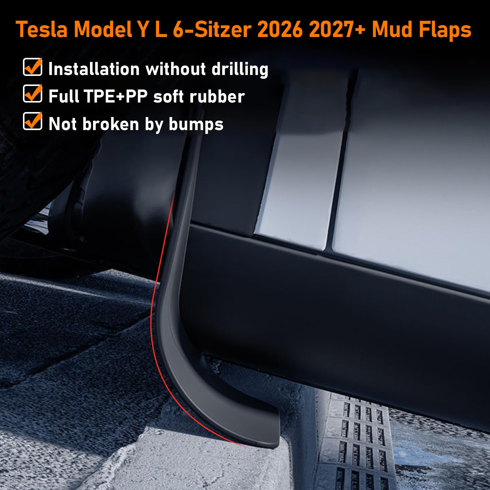 TTCR-II Ochrona błotników do Tesla Model Y 2019-2025, 4 szt., kompatybilne z klipsami