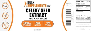 Celery Seed Capsules - Celery Seed Supplement, Celery Seed Extract - Gluten Free, 2 Capsules per Serving, 240 Veg Capsules (Pack of 1)