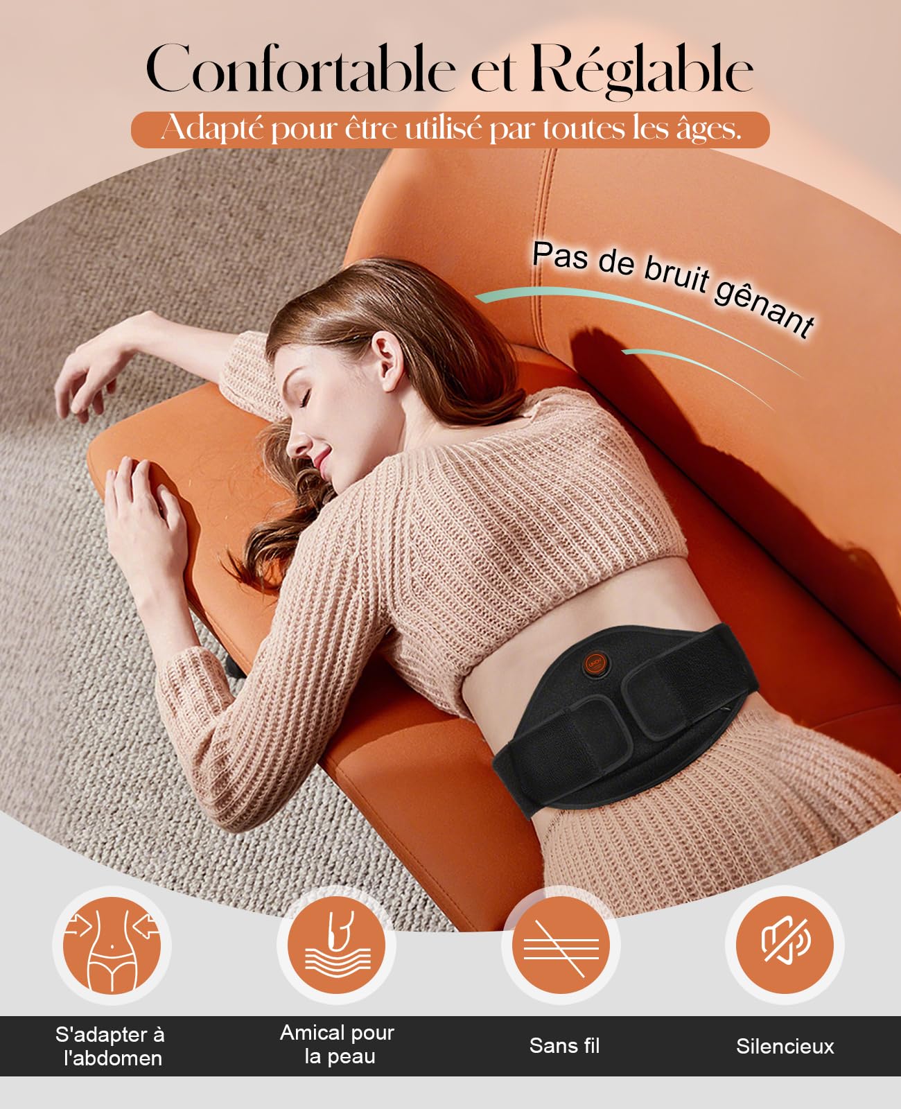 uncn cinturón calefactor lumbar versátil