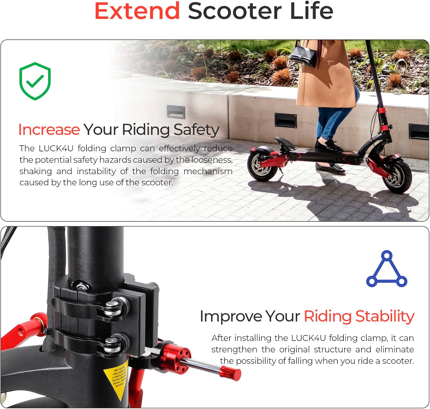 Scooter Folding Clamp Aluminum Alloy Vertical Rod Rugged Lock Scooter Accessories for Zero 8X 10X 11X Series Electric Scooter