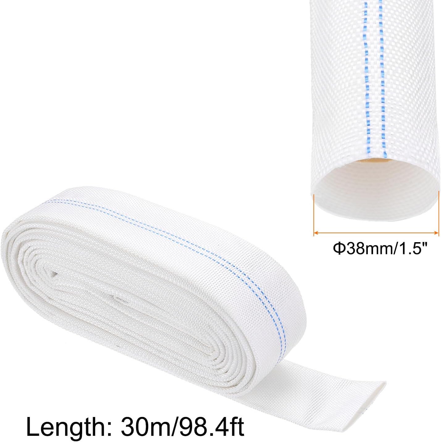 Pool Backwash Hose,1.5 Inch x 98.4ft Drain Discharge Pump Hose,2pcs Clamps,White YESSC894