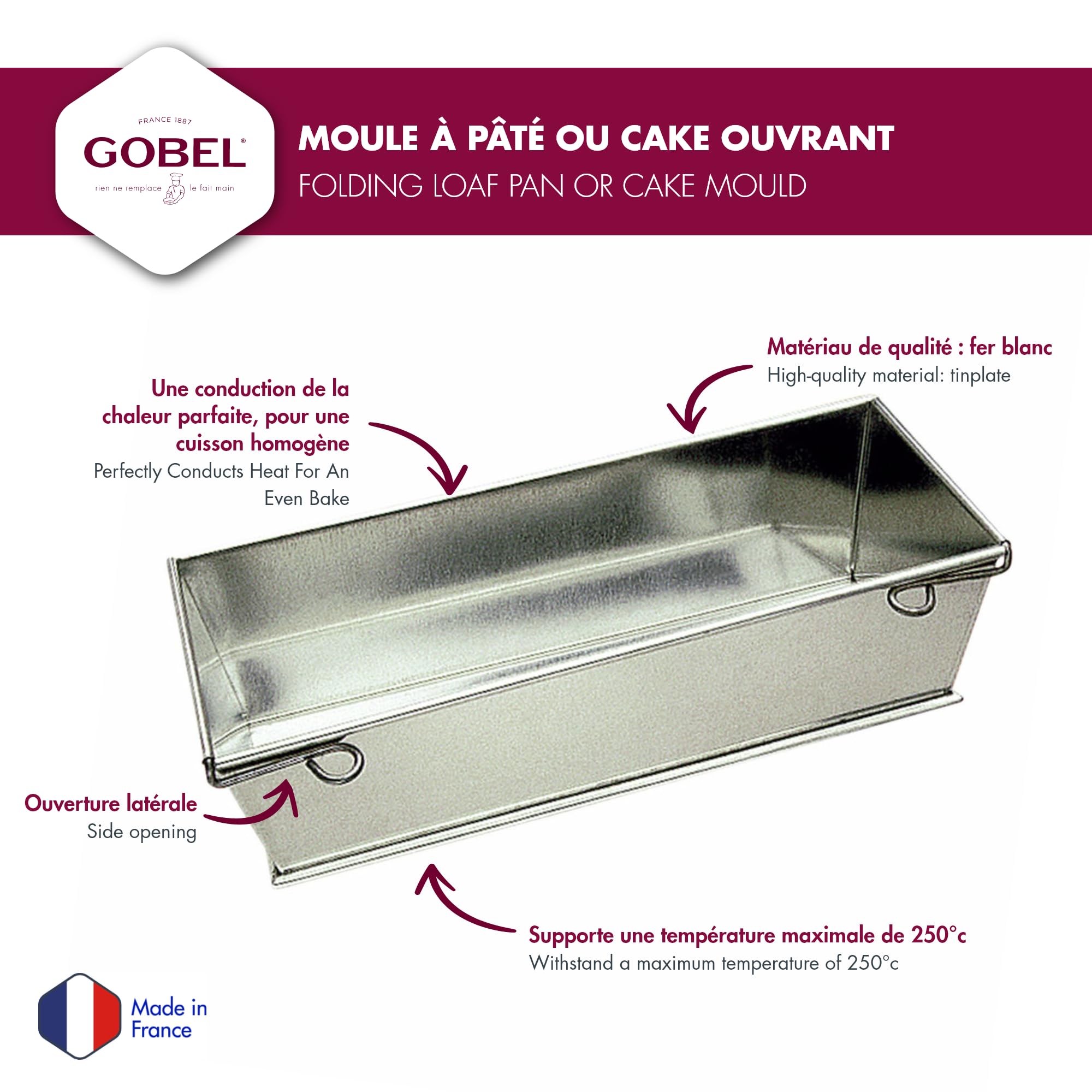 Gobel 120010 Pâte ou Cake Ouvrant Fer Blanc