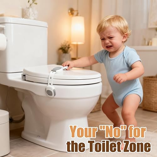 Miniatura 2 de Cerradura de inodoro a prueba de bebés Cerraduras de gabinete de seguridad para niños para asiento de inodoro, cajones, nevera, puertas Fácil de