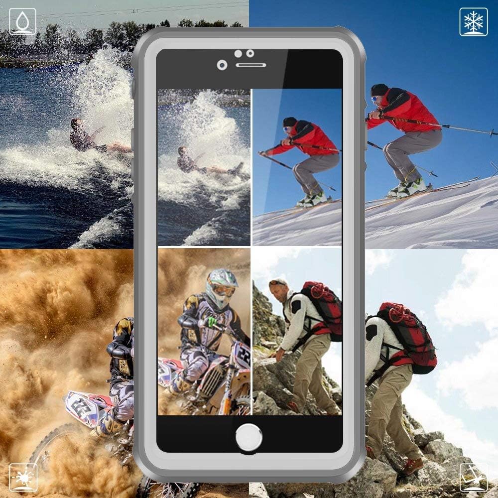 CellEver Compatible with iPhone 6 / 6s Case Waterproof Shockproof IP68 Certified SandProof Snowproof Full Body Protective Cover Designed for iPhone 6 and iPhone 6s (4.7") - Clear White/Gray