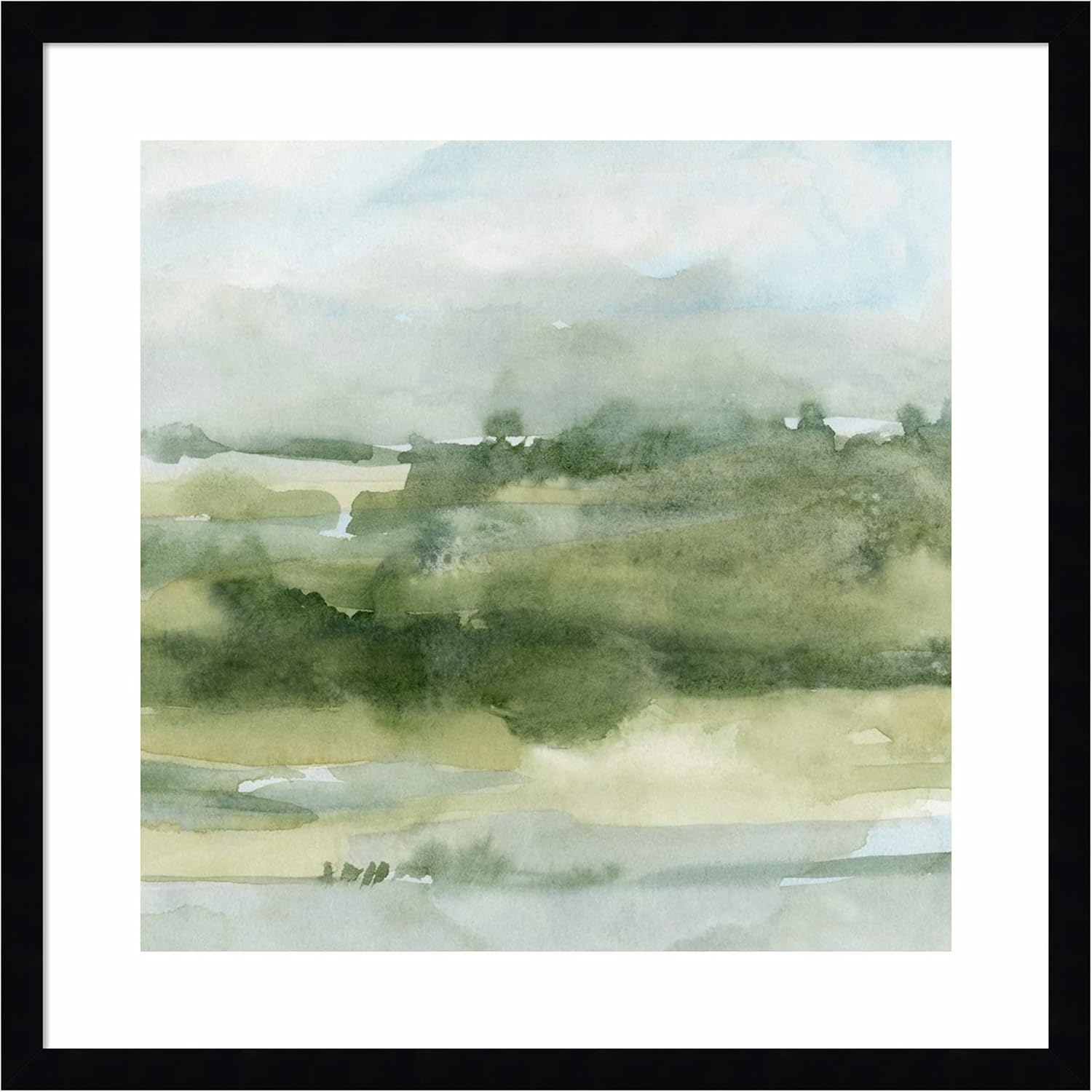 Amanti Art Framed Wall Art Print 21x21 Soft Sage Landscape II by Emma Caroline, Nature Wall Art, Modern Contemporary Decor, Medium Poster Painting Artwork for Living Room, Bedroom, Bathroom, Kitchen,