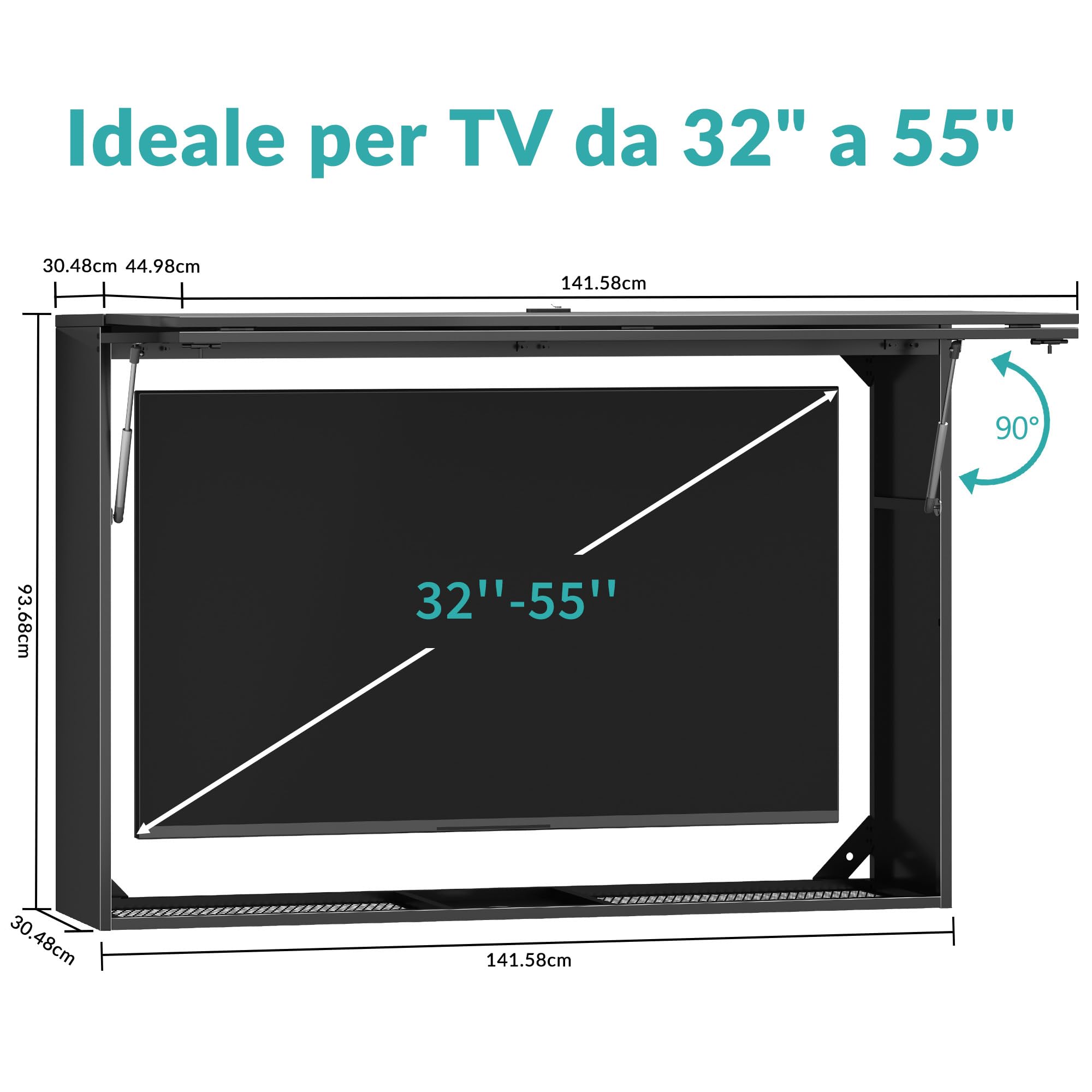 Custodia TV da esterno impermeabile, box protettiva TV con chiusura per televisori 32–55 pollici, protezione antifurto impermeabile per uso esterno, balcone e terrazza con supporto a parete