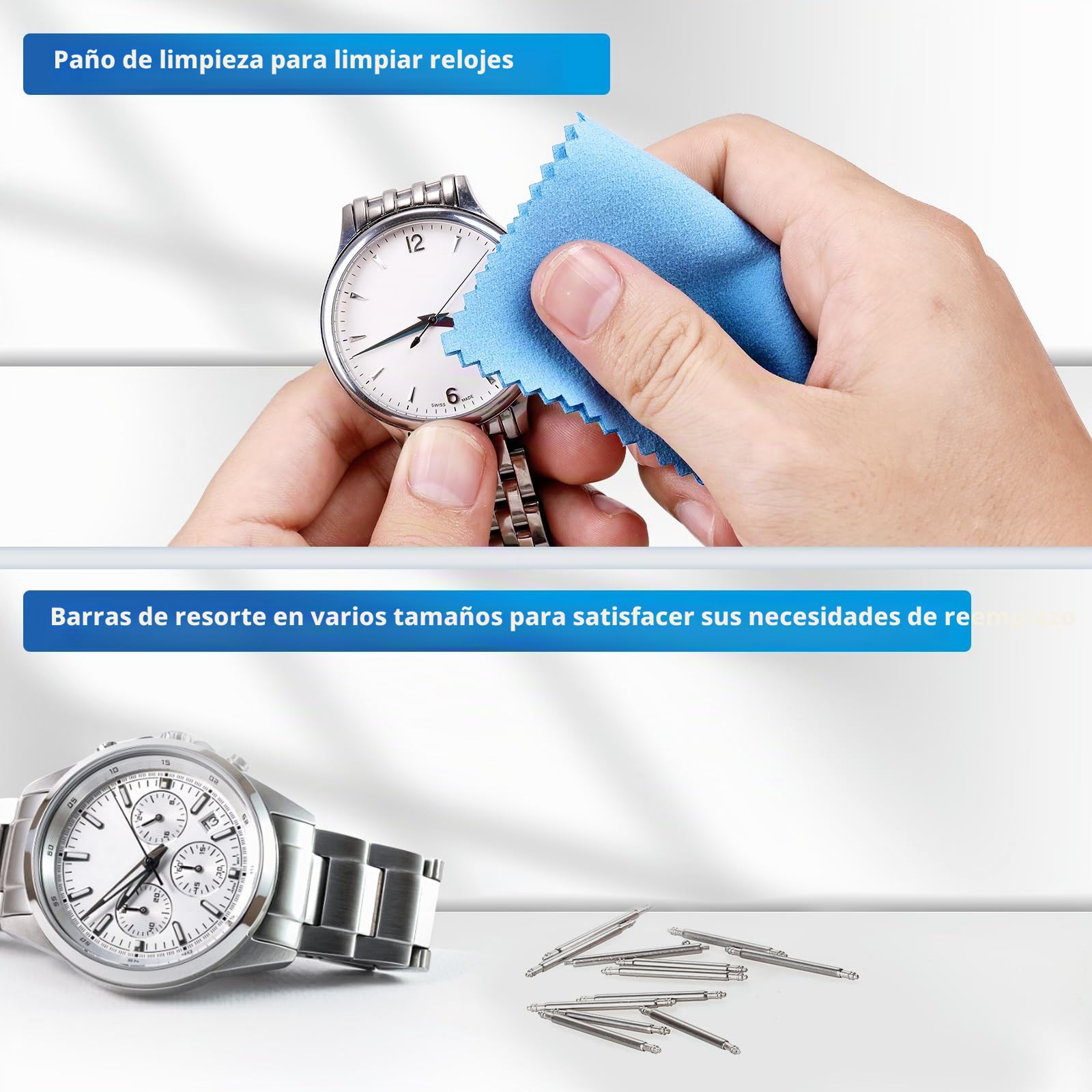 JOREST Kit Reparación Reloj, Herramienta Reemplazo Correa, 56 Piezas Barras Resorte 16-26mm