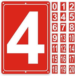Numbered Sign 4, Aluminum Number Signs for Tennis Court, 12x8 inches Signage for Parking Lots and Public Spaces, Weatherproof and Easy to Install Metal Signs