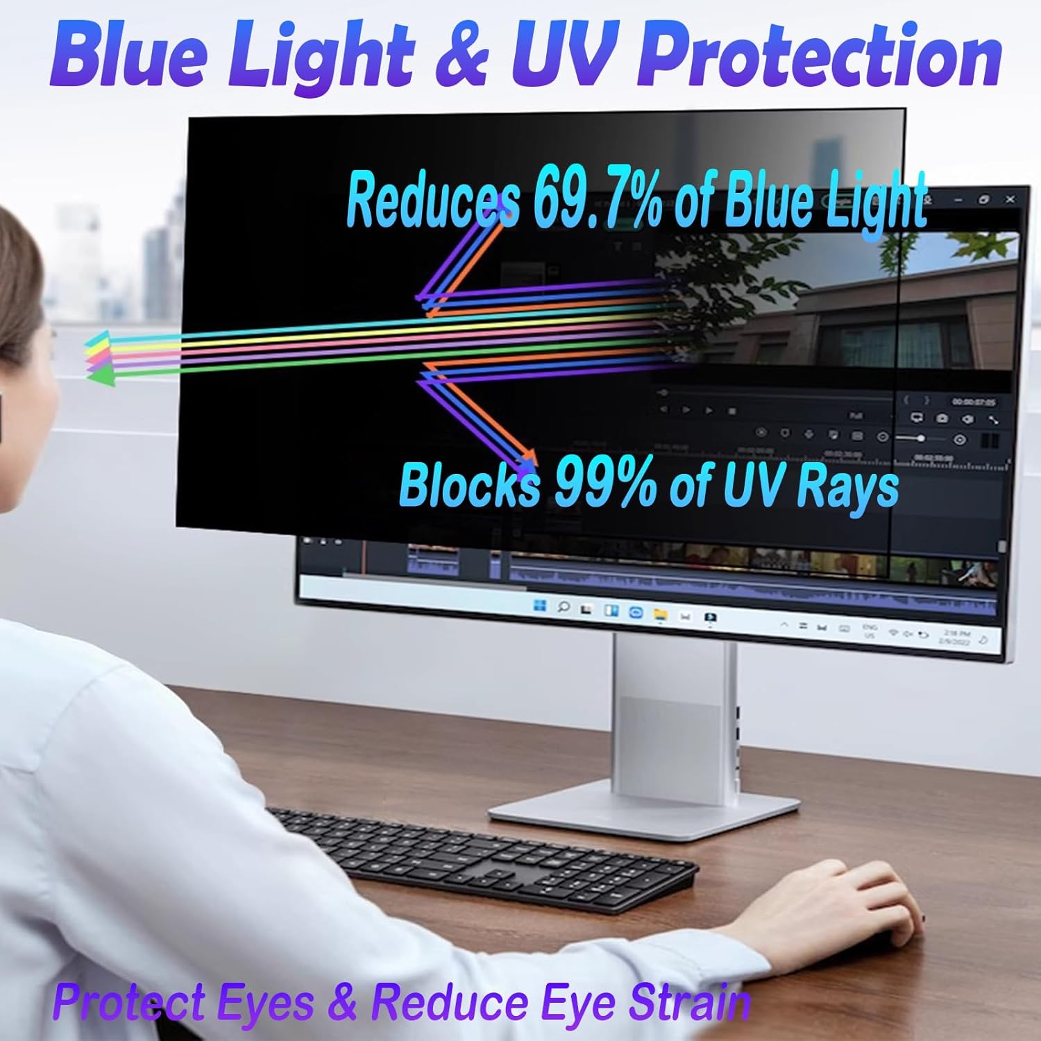 24.5 Inch Privacy Screen for Computer Monitor, 16:9 Anti-Spy Filter for Laptop & PC Display, Blue Light Blocking Anti-Glare Reversible Protector Film, Easy Slide-Mount Installation (24.5 Inch Widescreen(16:09))
