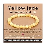 AD Beads Handmade Gemstone Stretch Elastic Bracelet Crystal Healing Reiki Nature\'s Beauty and Spiritual Essence Unisex (6mm, Yellow Jade (abundance and joy))