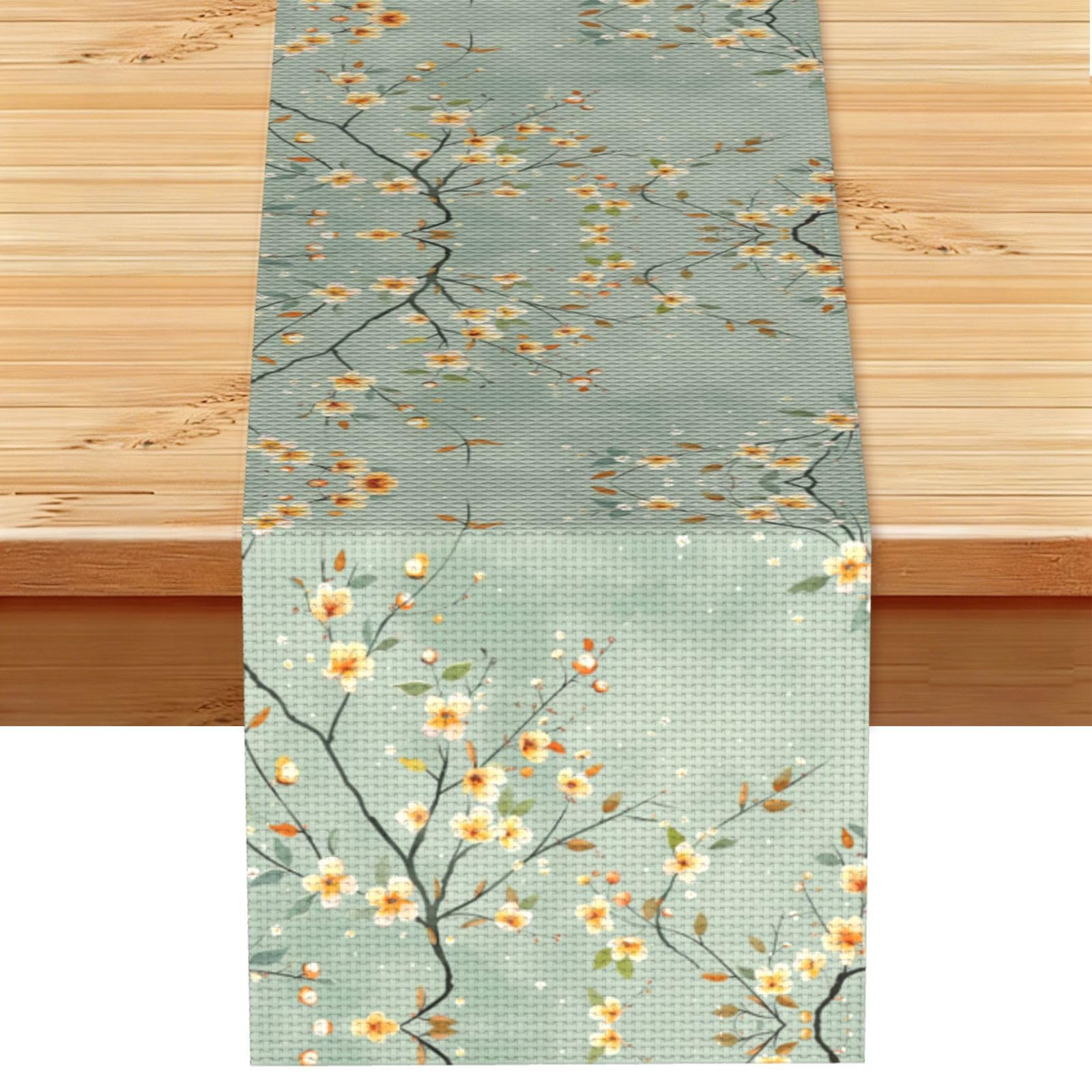 Elegant Peach Tree Blossoms Printed Table Runner 13 x 72, Wrinkle Resistant Decor for Dining Table Coffee Table Fireplace